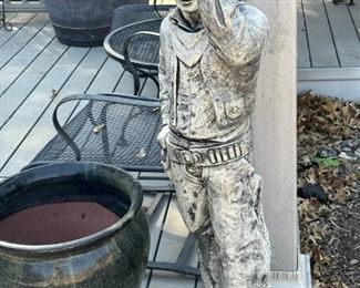 3' Concrete Cowboy Statue