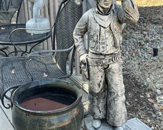 3' Concrete Cowboy Statue