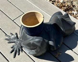 Cast Sunbathing Frog Planter