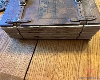 WWI Leather Bound ARMY Bible and Antique Horse Shoe Hammer