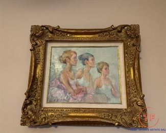 Original Oil on Canvas Young Ballerinas by ANTONIO GONZALEZ COLLADO