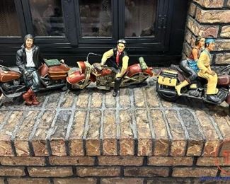 Vintage Motorcycle Rider(s) Sculptures