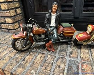 Vintage Motorcycle Rider(s) Sculptures