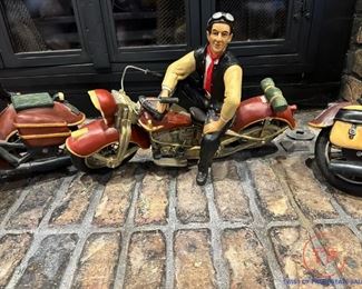 Vintage Motorcycle Rider(s) Sculptures