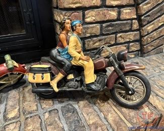 Vintage Motorcycle Rider(s) Sculptures