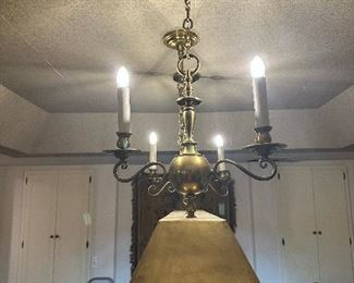 Vintage Brass Hooded Light Fixture