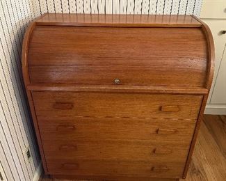 Danish MCM Teak Roll Top Desk