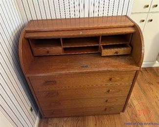 Danish MCM Teak Roll Top Desk