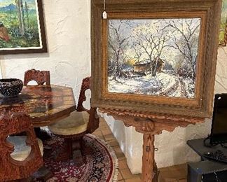 Vintage WITCO Carved Artwork Easel