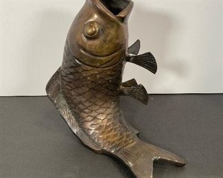 Vintage Bronze Japanese Carp  Vase