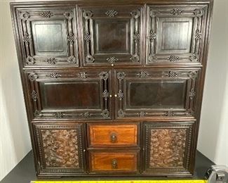 19th Century Carved Chinese Lacquer / Rosewood Small Cabinet - was $2500 new.