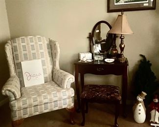 Bombay dressing table, nice wing back chair
