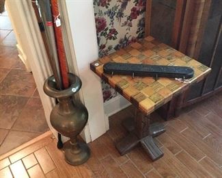 Game table, brass, canes