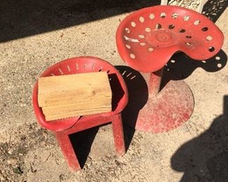Red tractor seat stools