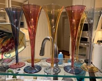 Eight champagne fluted glass