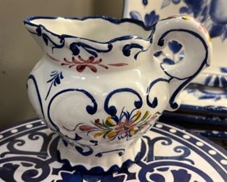 Hand Painted Floral Portugal Creamer Vase Pitcher