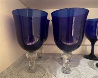 Cobalt Blue Wine/Water Goblets Set of 4