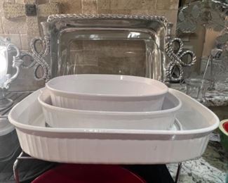 White CorningWare Baking Dishes 
