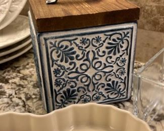 Navy & White Metal Box