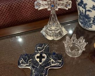 J. Cuban Designs Mosaic Cross, Lenox Hearts Adoration Crystal Cross and Small Crystal Crown