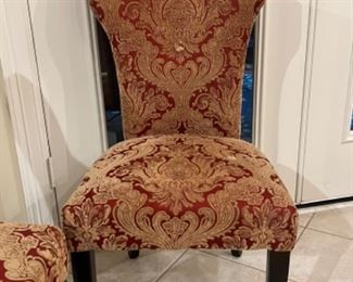 Set of 4 Pier 1 Carmilla Dining Chairs in Red Damask