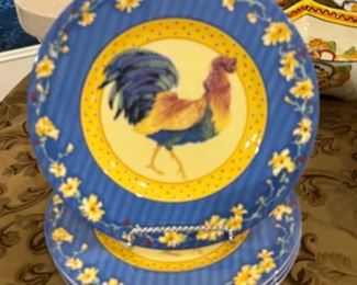 Fitz & Floyd Coq Du Village 4 Salad Plates 