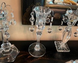 Crystal Candlesticks with bobeches and crystals