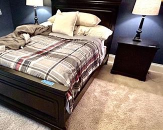 *Stanley furniture Full bedframe, 59”w headboard x 51”h $150  (2 available)
*Stanley furniture black painted nightstands, 26w x 16d x 22.5h $65 ea