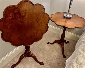 2 Baker Furniture Clawfoot, Cherrywood Fold down 25” Rnd x 30”h Piecrust Tables. Open table $145
Both for $250