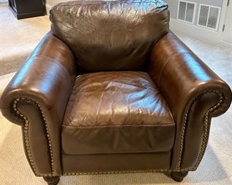 Leather Arm Chair with grommet accents 41w x 47d x 31”h (18” floor to seat $250