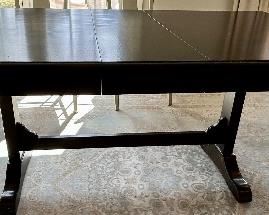 60” long x 42”w x 30” h  wood Country French Pedestal Dining Table shown with (1) 12” leaf $250