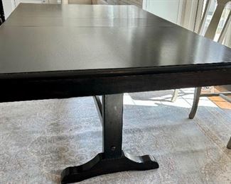 60” long x 42”w x 30” h  wood Country French Pedestal Dining Table shown with (1) 12” leaf $250