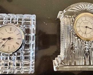 Left: Waterford mantle clock 5.5”square $25 sold
Right: Waterford Westminster Atrium Clock 6.5w x 7”h $30.