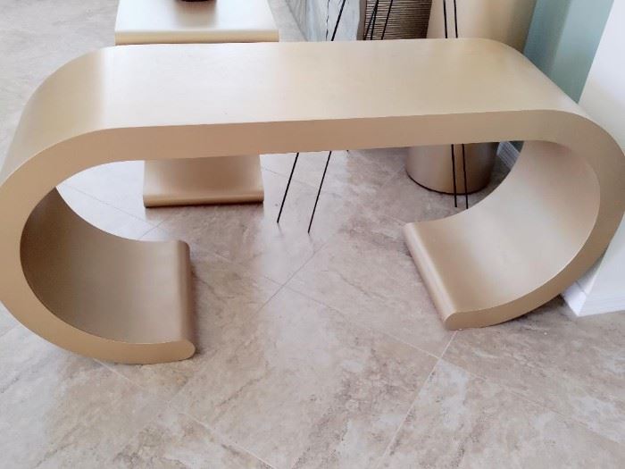 RARE, UNUSUAL MID-CENTURY GOLD TABLE - IT'S A BEAUTY !!