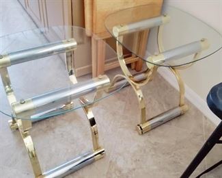 CHROME & GLASS SIDE TABLES (2)