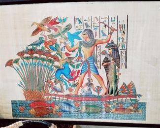 LARGE EGYPTIAN PAPYRUS, FRAMED