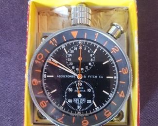 Rare Tag Heuer Super Autavia dashboard stopwatch w/ vintage Abercrombie & Fitch branding w/ original box, working