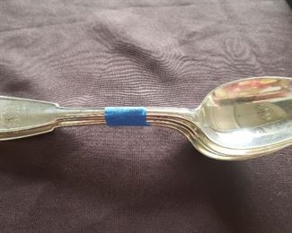 Vintage Tiffany sterling silver vegetable spoons, monogrammed, set of 4