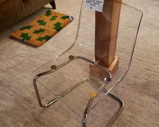 MCM acrylic and chrome side chair