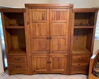 Bassett Furniture entertainment center with seperate bookcase units