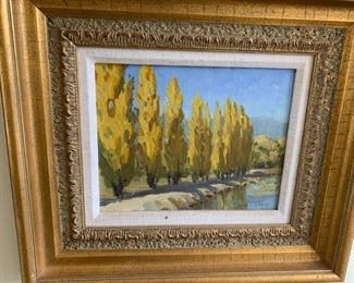 Jimmy Dyer 'Autumn Poplars' oil on board, 15" x 17" framed