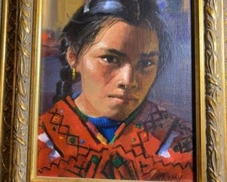 Roberta Remy (1939-) 'Girl from Guatemala' oil on board,  18" x 13" framed