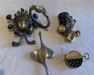 David Andersen sterling pendant, David Yurman sterling and 14K cable watch (untested)