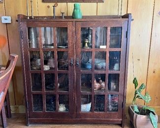 L & JG Stickley 2 Door Bookcase #645- Copper Hardware, Mortised and Keyed, Burned in Mark, "Work of L & JG Stickley."