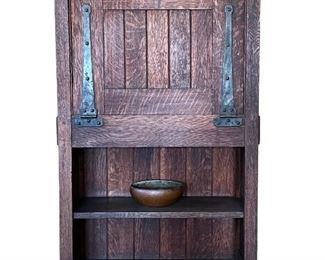 Rare Gustav Stickley Writing Desk #518 Signed, Wrought Iron Kay Plate and Strap Hinges, Original Untouched Fumed Finish. See more pics below