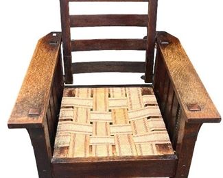 Attributed to Gustav Stickley Morris Chair- 5 Slat Under Arm.