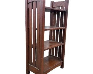 L & JG Stickley Magazine Stand #46- 21" Wide and 42" High, Signed White Decal. Another View.