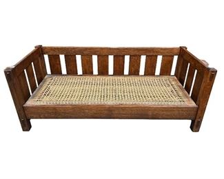 Gustav Stickley Settle #208- 76"X32" Deep, Signed. 