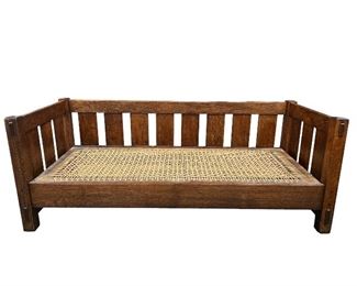 Gustav Stickley Settle #208- 76"X32" Deep, Signed.  Another View.