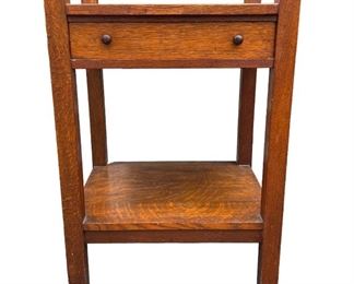 1 Drawer Lamp Table with Lower Shelf and Spline Top. 